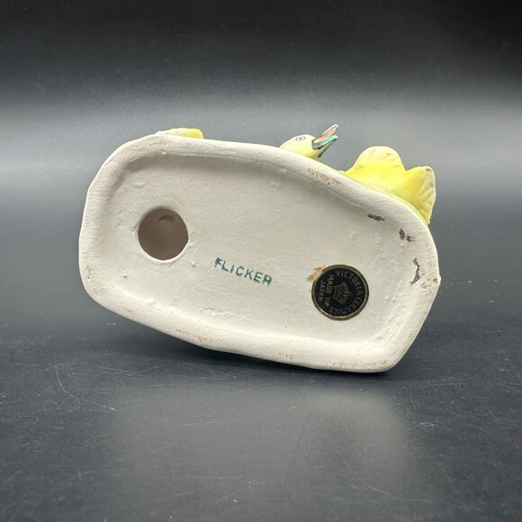 Vintage Flicker Bird Figurine Victoria Ceramics Japan Flowers Mid Century - Picture 6 of 10